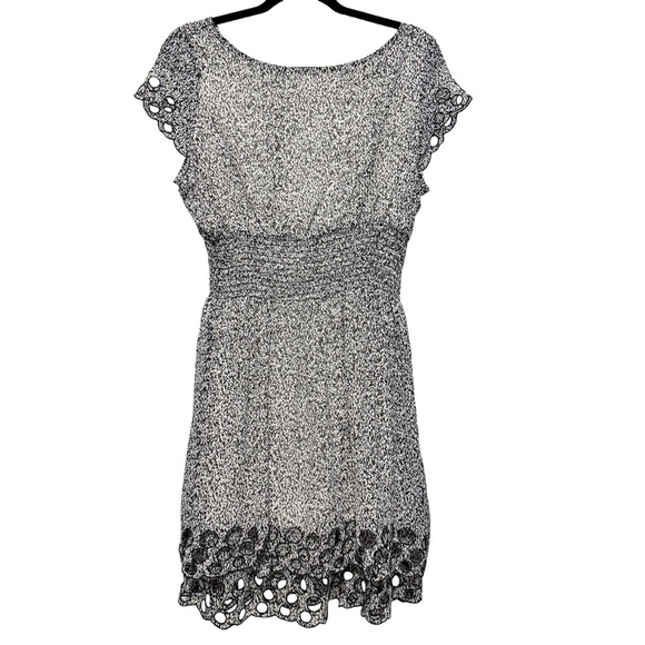 Bar III Black & White Speckled Print Dress w/ Geometric Cutouts – Size Large - Picture 2 of 7